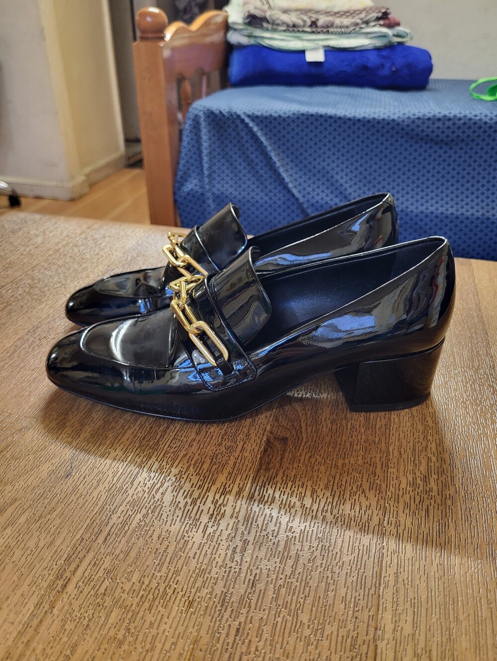 Burberry Black Shiny Loafers Womens Size 36 EUR